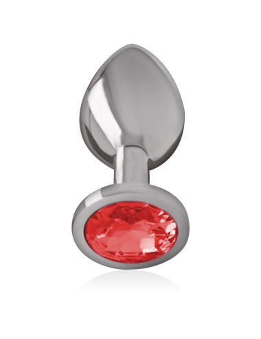 INTENSE - PLUG ANAL EN MÉTAL ALUMINIUM AVEC CRISTAL ROUGE TAILLE L