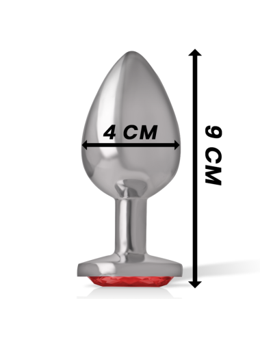 INTENSE - PLUG ANAL EN MÉTAL ALUMINIUM AVEC CRISTAL ROUGE TAILLE L