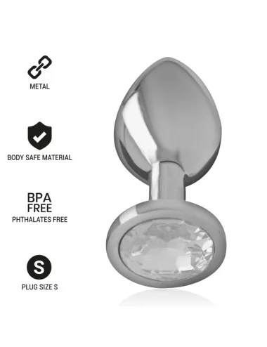 INTENSE - PLUG ANAL EN MÉTAL ALUMINIUM AVEC CRISTAL DARGENT TAILLE S