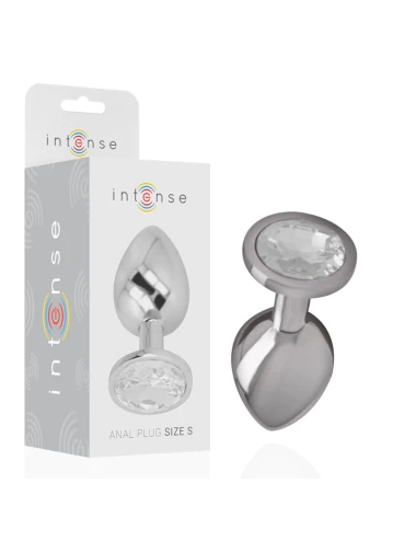INTENSE - PLUG ANAL EN MÉTAL ALUMINIUM AVEC CRISTAL DARGENT TAILLE S