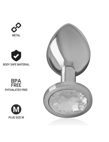 INTENSE - PLUG ANAL EN MÉTAL ALUMINIUM AVEC CRISTAL DARGENT TAILLE M