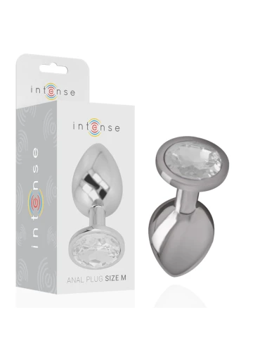 INTENSE - PLUG ANAL EN MÉTAL ALUMINIUM AVEC CRISTAL DARGENT TAILLE M