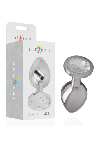 INTENSE - PLUG ANAL EN MÉTAL ALUMINIUM AVEC CRISTAL DARGENT TAILLE L