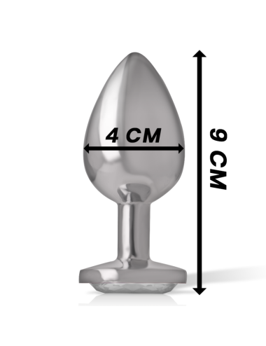 INTENSE - PLUG ANAL EN MÉTAL ALUMINIUM AVEC CRISTAL DARGENT TAILLE L