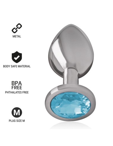 INTENSE - PLUG ANAL EN MÉTAL ALUMINIUM AVEC VERRE BLEU TAILLE M