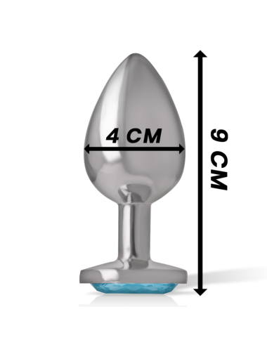INTENSE - PLUG ANAL EN MÉTAL ALUMINIUM AVEC CRISTAL BLEU TAILLE L