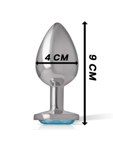 INTENSE - PLUG ANAL EN MÉTAL ALUMINIUM AVEC CRISTAL BLEU TAILLE L