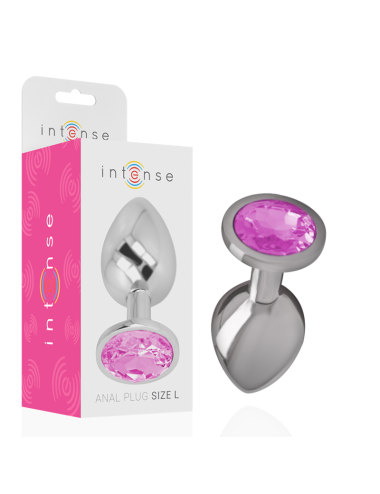 INTENSE - PLUG ANAL EN MÉTAL ALUMINIUM AVEC CRISTAL ROSE TAILLE L