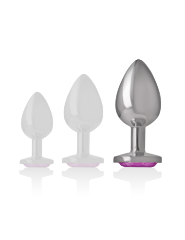 INTENSE - PLUG ANAL EN MÉTAL ALUMINIUM AVEC CRISTAL ROSE TAILLE L