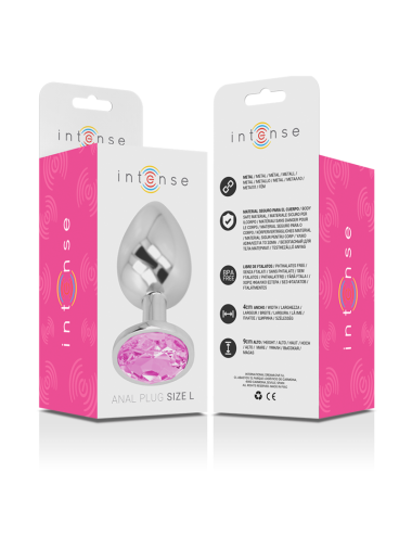 INTENSE - PLUG ANAL EN MÉTAL ALUMINIUM AVEC CRISTAL ROSE TAILLE L