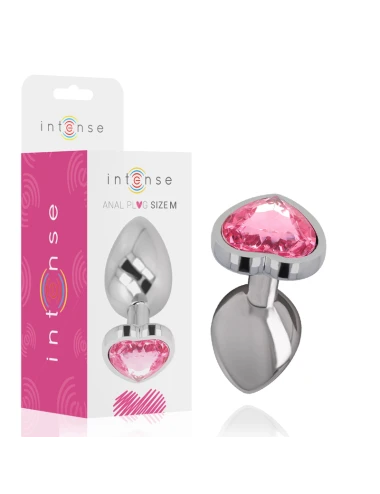 INTENSE - PLUG ANAL EN MÉTAL ALUMINIUM COEUR ROSE TAILLE M