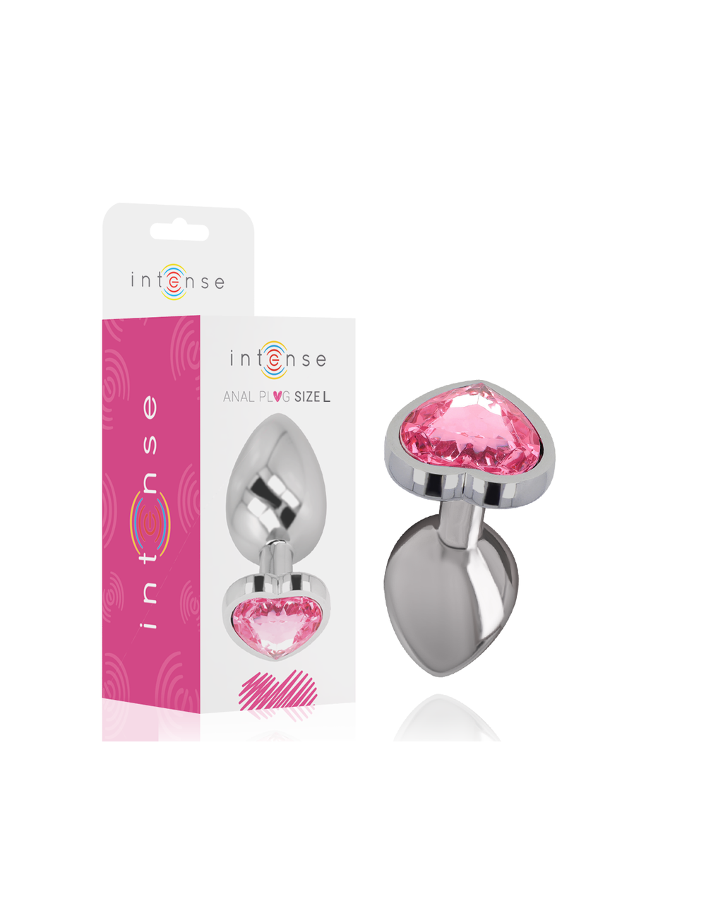 INTENSE - PLUG ANAL EN MÉTAL ALUMINIUM COEUR ROSE TAILLE L