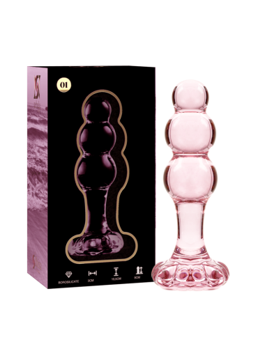 NEBULA SERIES BY IBIZA - MODÈLE 1 PLUG ANAL VERRE BOROSILICATE ROSE 10.5 CM -O- 3 CM