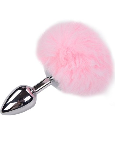 ALIVE - PLUG DE PLAISIR ANAL LISSE MÉTAL FLUFFY ROSE TAILLE S