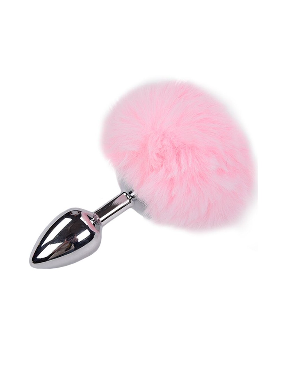 ALIVE - PLUG DE PLAISIR ANAL LISSE MÉTAL FLUFFY ROSE TAILLE L