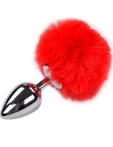 ALIVE - PLUG DE PLAISIR ANAL LISSE MÉTAL FLUFFY ROUGE TAILLE S