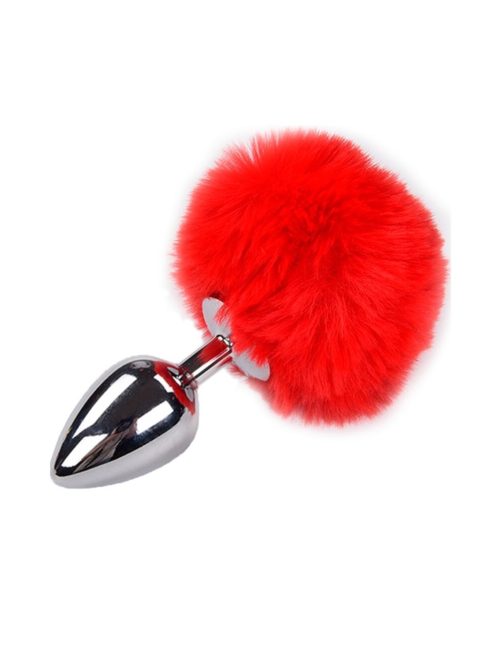 ALIVE - PLUG DE PLAISIR ANAL LISSE MÉTAL FLUFFY ROUGE TAILLE S