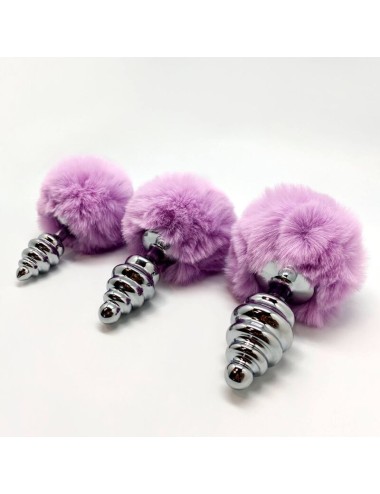 ALIVE - PLUG DE PLAISIR ANAL SPIRAL MÉTAL FLUFFY VIOLET TAILLE S