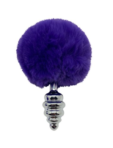 ALIVE - PLUG DE PLAISIR ANAL SPIRAL METAL FLUFFY VIOLET FONCÉ TAILLE S