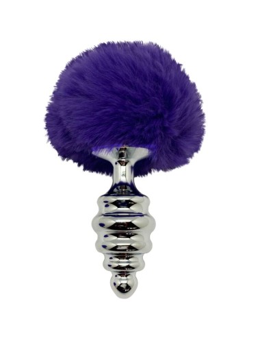 ALIVE - PLUG DE PLAISIR ANAL SPIRAL METAL FLUFFY VIOLET FONCÉ TAILLE S