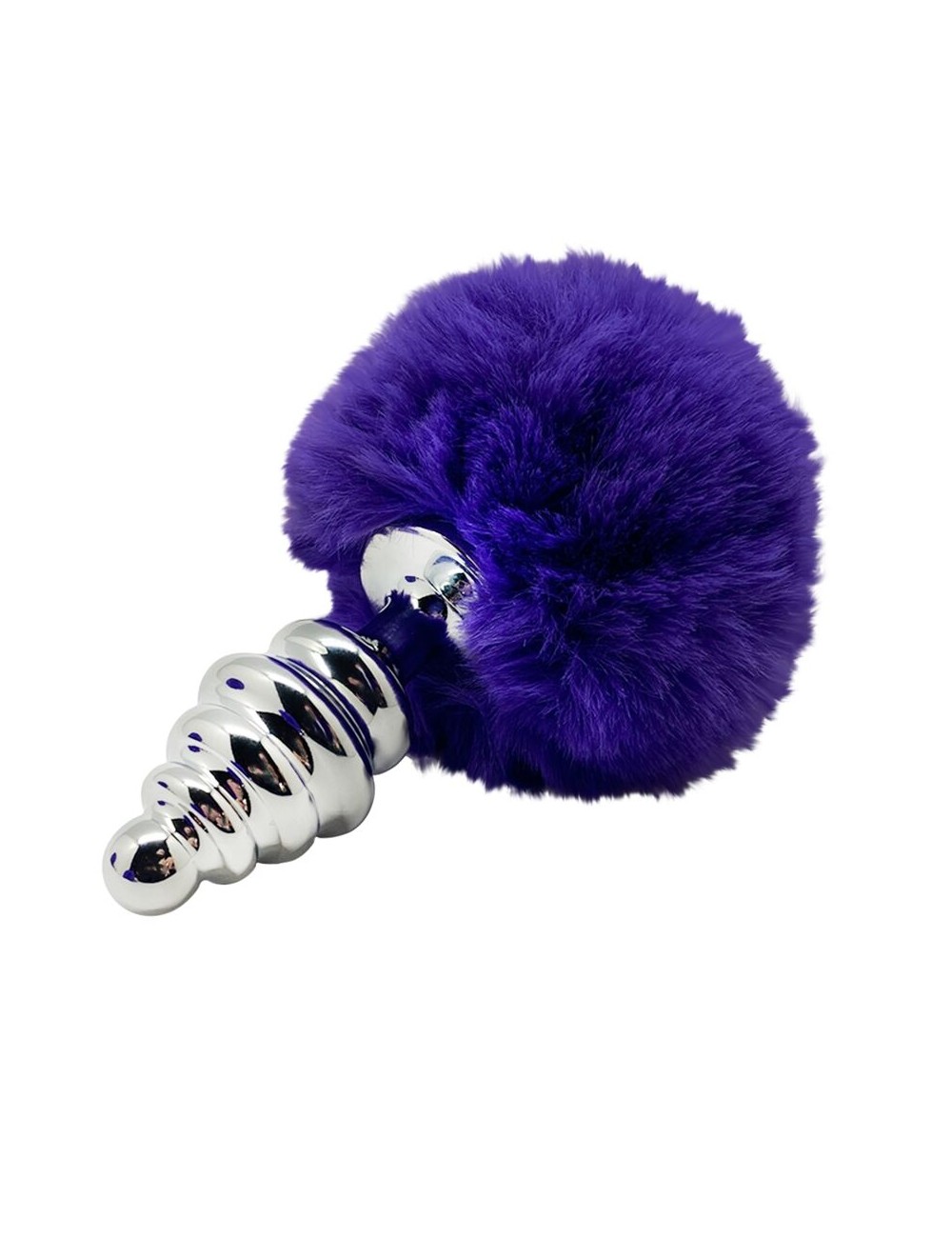 ALIVE - PLUG DE PLAISIR ANAL SPIRAL METAL FLUFFY VIOLET FONCÉ TAILLE L