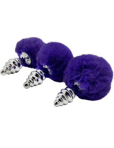 ALIVE - PLUG DE PLAISIR ANAL SPIRAL METAL FLUFFY VIOLET FONCÉ TAILLE L