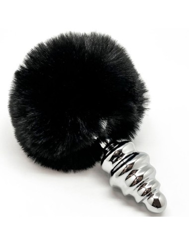 ALIVE - PLUG DE PLAISIR ANAL SPIRAL METAL FLUFFY NOIR TAILLE S