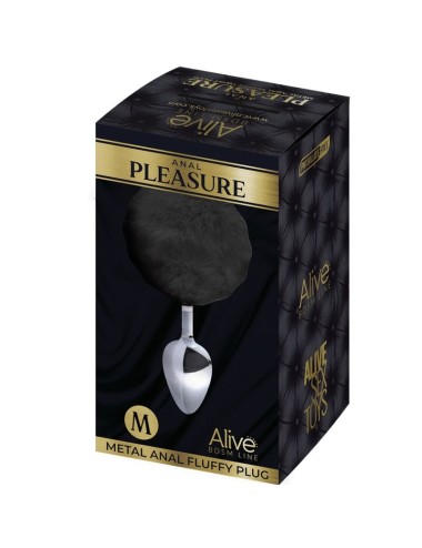 ALIVE - PLUG DE PLAISIR ANAL SPIRAL METAL FLUFFY NOIR TAILLE M