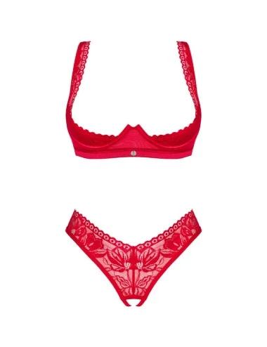 OBSESSIVE - ENSEMBLE LACELOVE DEUX PIÈCES CUPLESS ROUGE XS/S