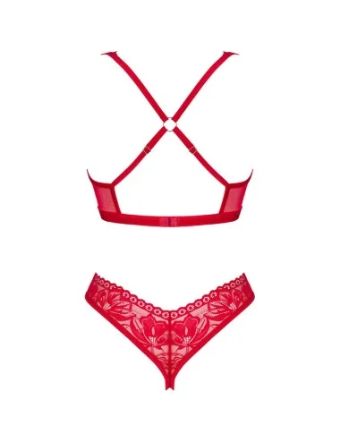 OBSESSIVE - ENSEMBLE LACELOVE DEUX PIÈCES CUPLESS ROUGE XS/S