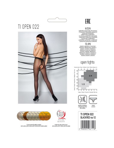 PASSION - TIOPEN 022 COLLANTS NOIR/ROUGE 3/4 20 DEN
