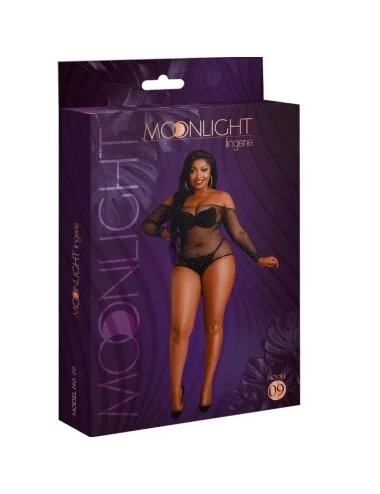 MOONLIGHT - MODÈLE 9 BODY À MANCHES LONGUES NOIR BRILLANT GRANDE TAILLE