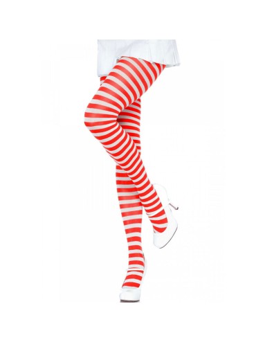 LEG AVENUE - COLLANTS  RAYURES BLANC/ROUGE