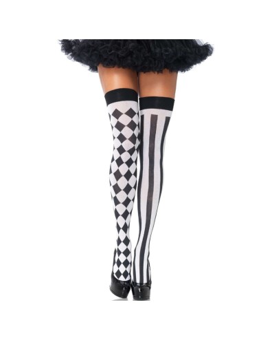 LEG AVENUE - CHAUSSETTES HAUTE ARLEQUIN NOIR/BLANC