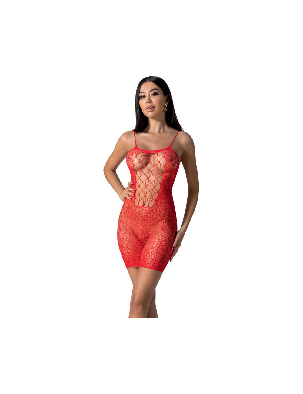 PASSION - BS096 BODYSTOCKING ROUGE TAILLE UNIQUE
