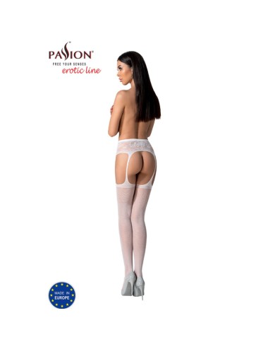 PASSION - S028 BAS BLANCS AVEC JARRETIÈRE TAILLE UNIQUE