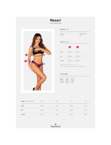 OBSESSIVE - ENSEMBLE NESARI DEUX PIÈCES SANS CROCHET XS/S