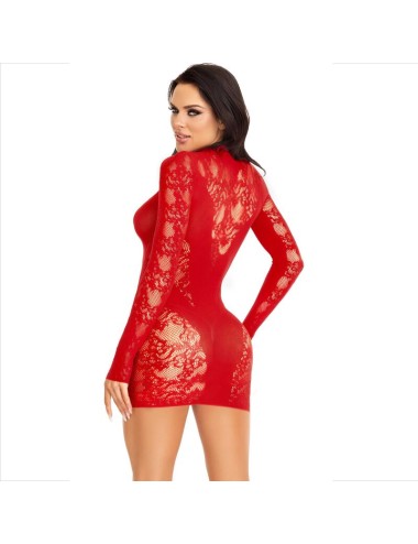 LEG AVENUE - MINI ROBE AVEC DENTELLE MANCHES LONGUES ROUGE