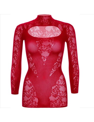 LEG AVENUE - MINI ROBE AVEC DENTELLE MANCHES LONGUES ROUGE