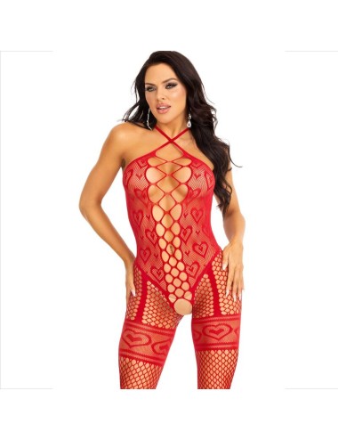 LEG AVENUE - BODYSTOCKING COU LICOL COEURS ROUGES ROUGE
