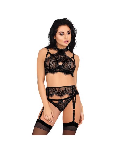 LIVCO CORSETTI FASHION - MAJALESA LC 90526 SOUTIEN-GORGE + JARRETIÈRE + CULOTTE NOIR