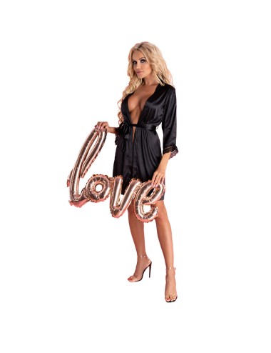 LIVCO CORSETTI FASHION - ARILADYEN LC 90568 ROBE DE CHAMBRE + CULOTTE NOIR