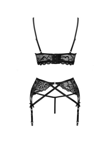LIVCO CORSETTI FASHION - MORIDAM LC 90552 SOUTIEN-GORGE + JARRETIÈRE + CULOTTE NÉGRO