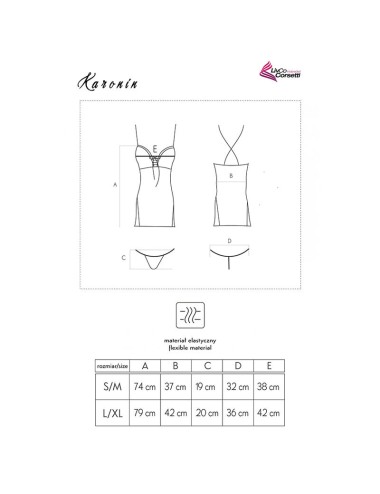 LIVCO CORSETTI FASHION - KARONIN LC 90628 CHEMISE + CULOTTE NOIR L/XL