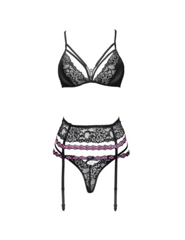 LIVCO CORSETTI FASHION - SNEHANA LC 90443 SOUTIEN-GORGE + JARRETIÈRE + CULOTTE NOIR