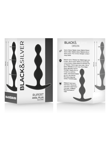 BLACK&SILVER - CHAÎNE À BILLES ANAL RUPERT 10 CM