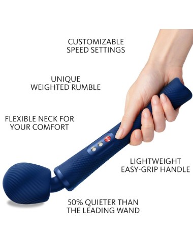 FUN FACTORY - VIM BAGUETTE RUMBLE VIBRANTE RECHARGEABLE EN SILICONE BLEU MINUIT