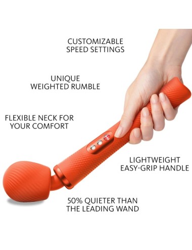 FUN FACTORY - VIM SILICONE RECHARGEABLE VIBRANT LESTÉ RUMBLE WAND SUNRISE ORANGE