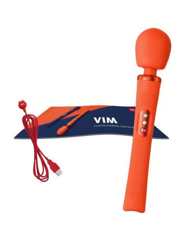 FUN FACTORY - VIM SILICONE RECHARGEABLE VIBRANT LESTÉ RUMBLE WAND SUNRISE ORANGE