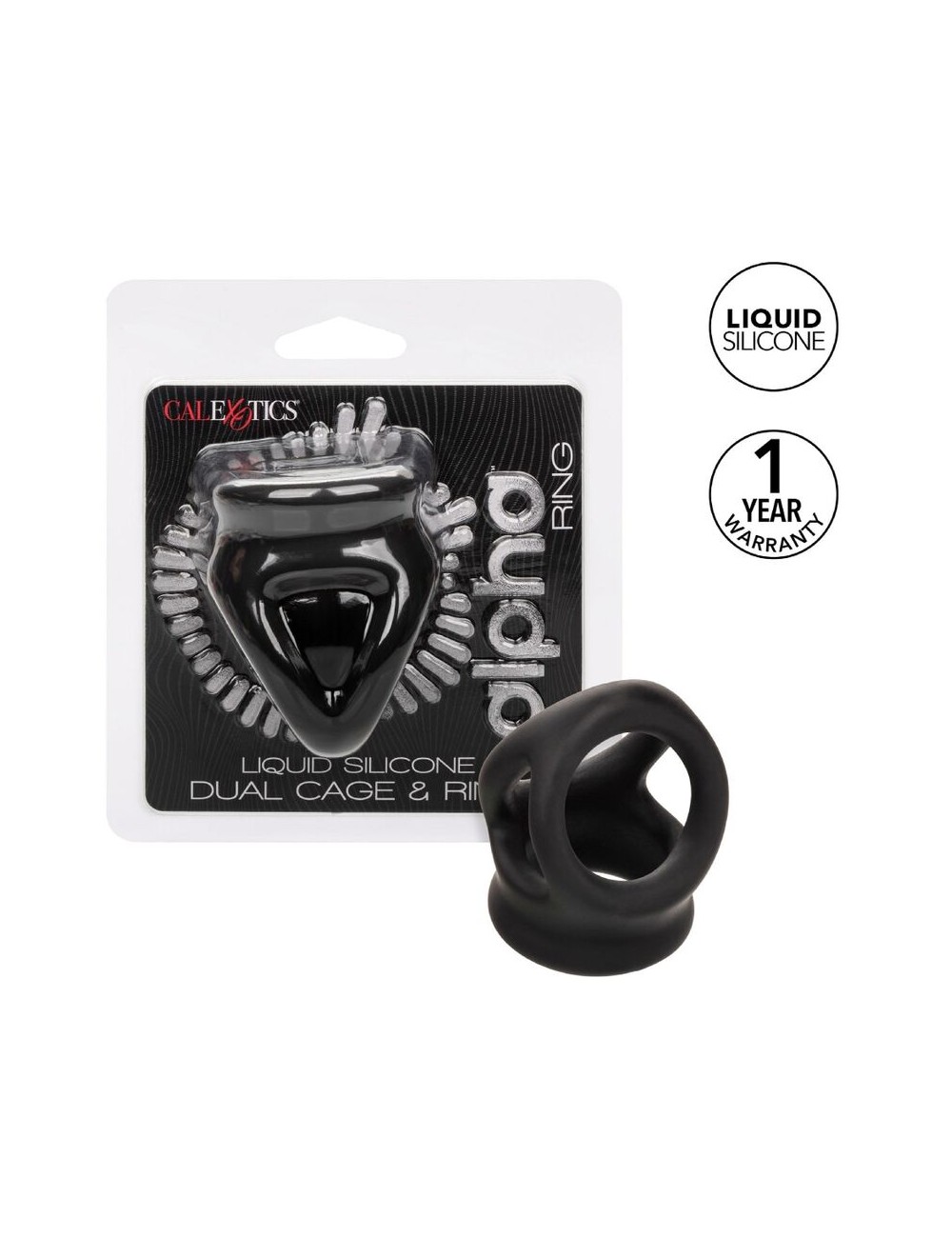 CALIFORNIA EXOTICS - ALPHA BAGUE DUAL CAGE NOIR CALIFORNIA EXOTICS - ALPHA BAGUE DUAL CAGE NOIR
